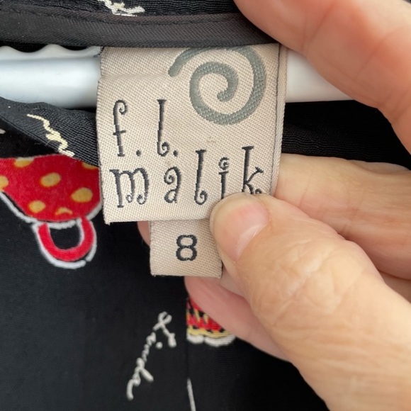 F L MALIK VINTAGE MAXI SKIRT BLACK BACK SLIT ZIPPER FASHION THEME BLUE GREEN - Picture 10 of 12